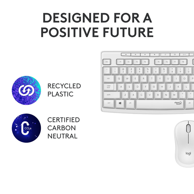 Afbeelding laden in galerijviewer, Logitech mk295 silent wireless keyboard and mouse combo desktopset (grijs, us-international lay-out (qwerty), 100%)
