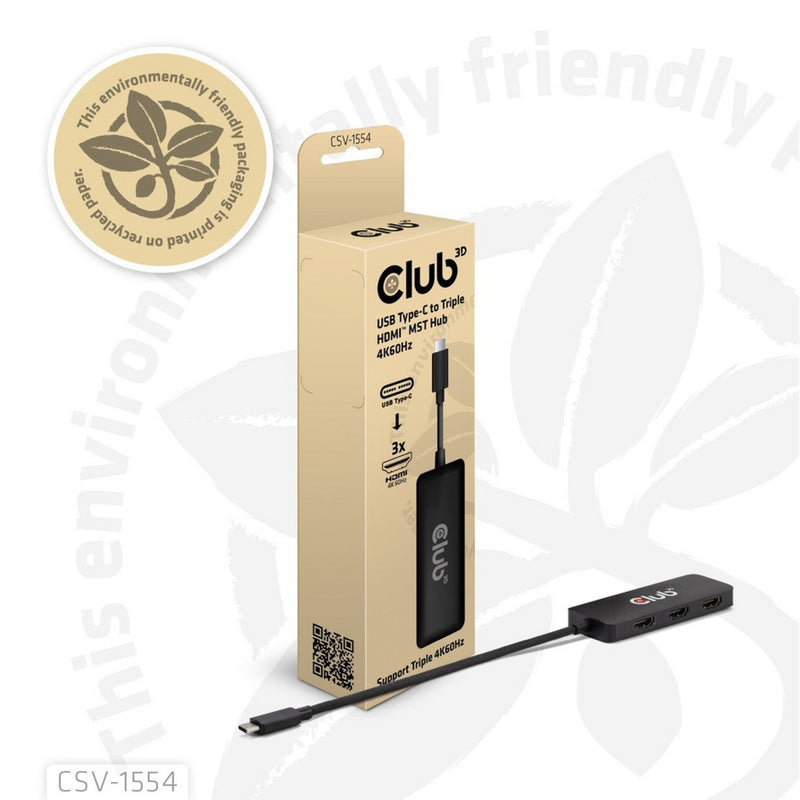 Afbeelding laden in galerijviewer, Club 3d usb-c naar 3x hdmi hub (zwart)

