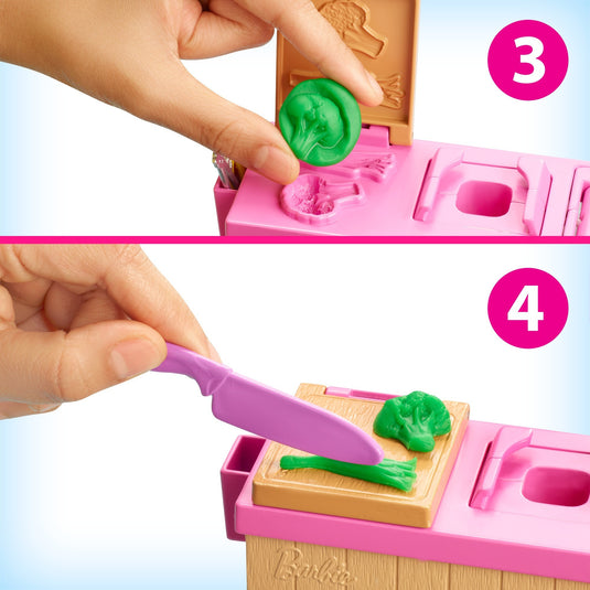 Barbie noodle bar speelset en pop