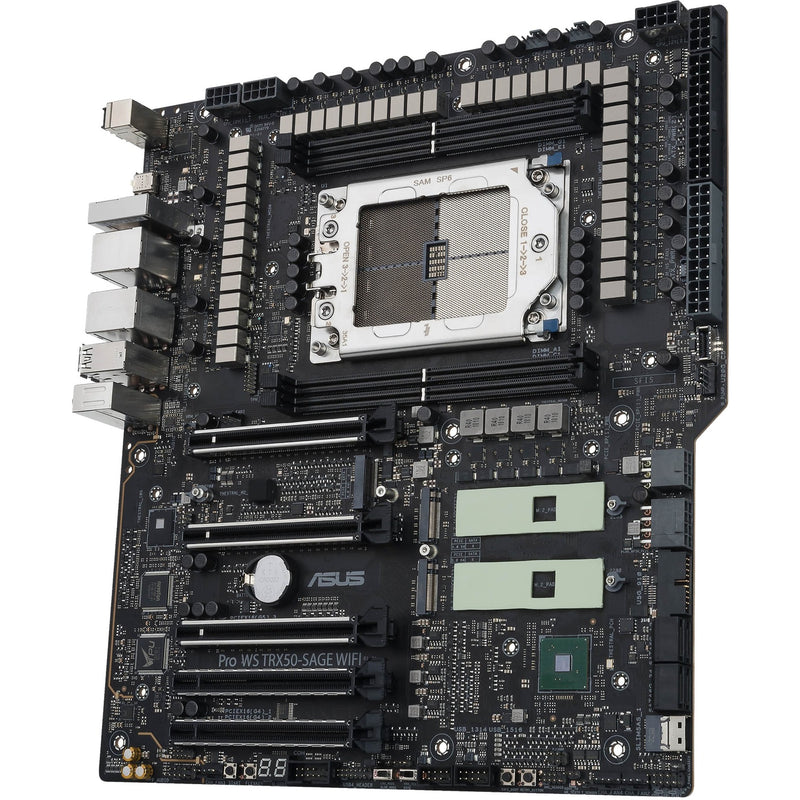 Afbeelding laden in galerijviewer, Asus pro ws trx50-sage wifi socket str5 moederbord (zwart grijs, raid, 10gb-lan, 2.5gb-lan, wi-fi 7, bt, sound, ceb)

