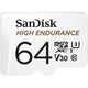 Sandisk high endurance microsdxc 64 gb geheugenkaart (wit, class 10, v30, u3, incl. adapter)