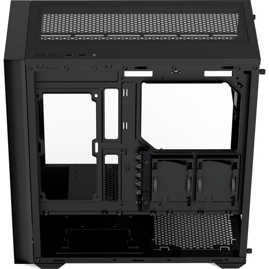 Aerocool b502a midi tower behuizing (zwart | 2x usb-a | 1x usb-c | rgb)