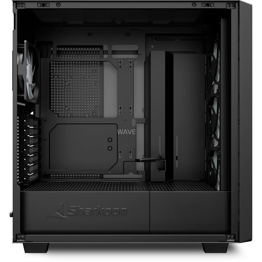 Sharkoon rebel c70m rgb midi tower behuizing (zwart houtkleur | 2x usb-a | 1x usb-c | rgb)