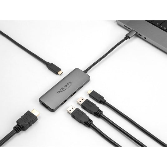 Delock usb type-c docking station 8k (donkergrijs, hdmi, usb, pd 3.0 100 w)