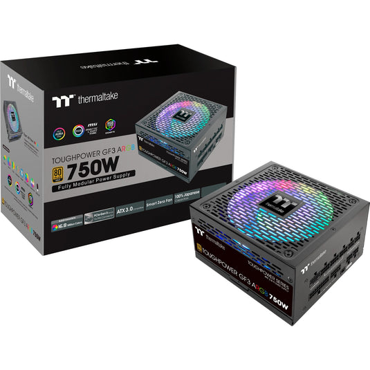Thermaltake toughpower gf3 argb gen 5 eu modulaire 750 watt voeding (zwart, 4x pcie)