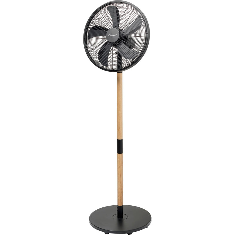 Afbeelding laden in galerijviewer, Bestron dfs45wb design statiefventilator (zwart houtkleur, ø 45 cm | stijlvol hout desgin)
