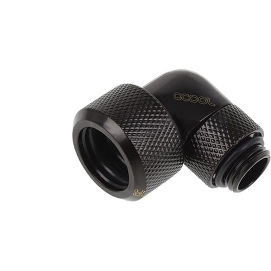 Alphacool eiszapfen 16 mm hardtube compressiefitting 90° draaibaar g1 4 verbinding (zwart, gekarteld, diep zwart)