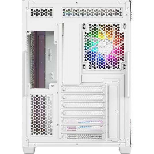 Xyz pc gear tesseract x midi tower behuizing (wit | 2x usb-a | 1x usb-c | tempered glass)