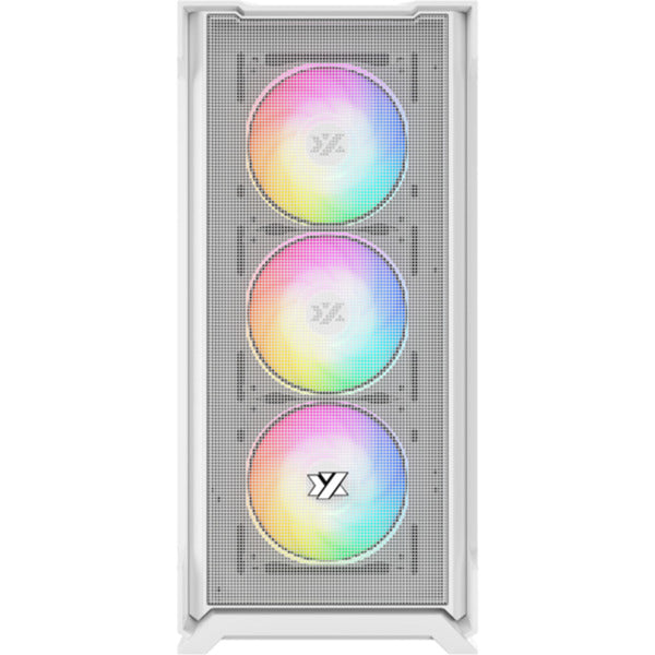 Afbeelding laden in galerijviewer, Xyz pc gear airone 300-x mesh midi tower behuizing (wit | 1x usb-a | 1x usb-c | tempered glass)
