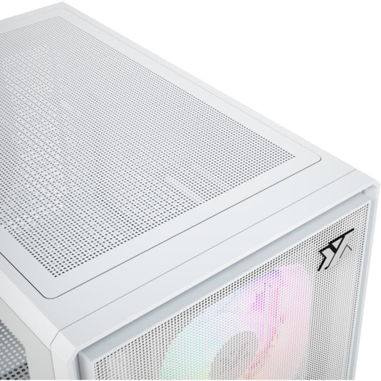 Xyz pc gear atom midi tower behuizing (wit | 2x usb-a | 1x usb-c | tempered glass)