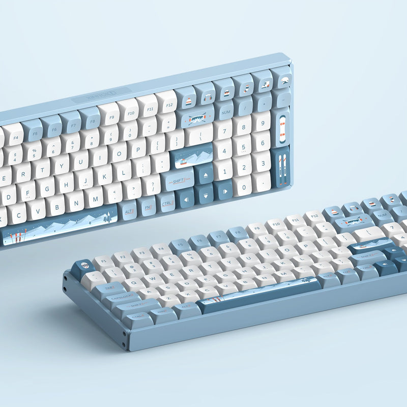 Afbeelding laden in galerijviewer, Iqunix f97 wintertide wireless mechanical keyboard (lichtblauw, us lay-out (qwerty), cherry mx brown, 96%, rgb leds, hot-swappable, pbt, 2.4ghz | bluetooth 5.1 | usb-c)
