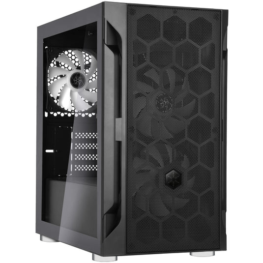 Silverstone sst-fah1mb-pro midi tower behuizing (zwart | 3x usb-a | rgb | tempered glass)