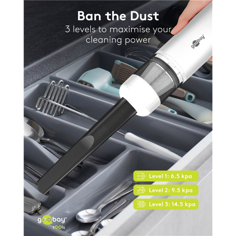 Afbeelding laden in galerijviewer, Goobay cordless mini vacuum cleaner advanced handstofzuiger (wit)
