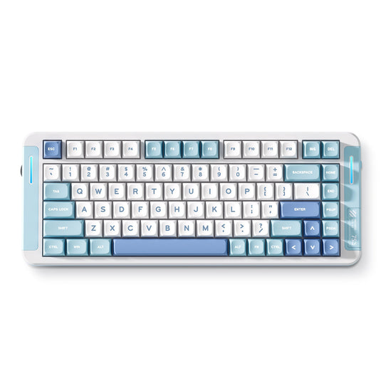 Mchose x75 v2 blue icy creamsicle custom mechanical keyboard (wit, us lay-out (qwerty), kailh box icy creamsicle, 75%, rgb, hot swap, double-shot pbt, draadloos | bluetooth | usb-c)