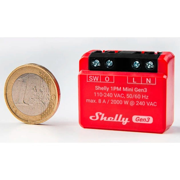 Afbeelding laden in galerijviewer, Shelly plus 1pm mini gen3 relais (rood zwart, wifi)
