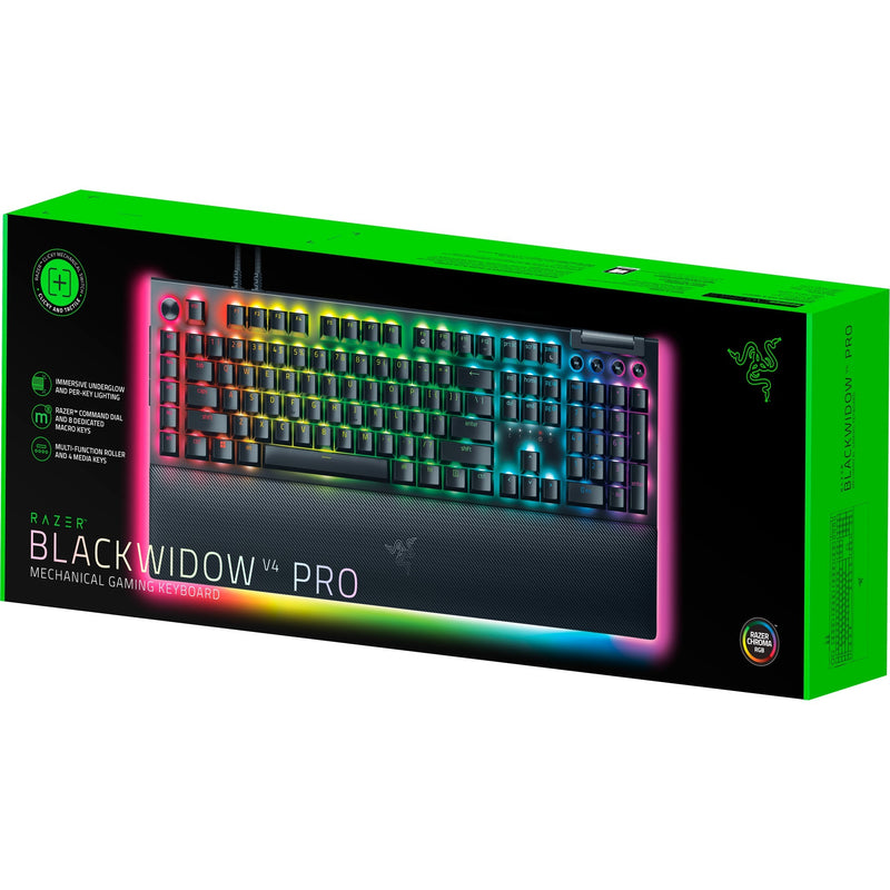 Afbeelding laden in galerijviewer, Razer blackwidow v4 pro, gaming toetsenbord (zwart, us lay-out, green, rgb leds, doubleshot abs)
