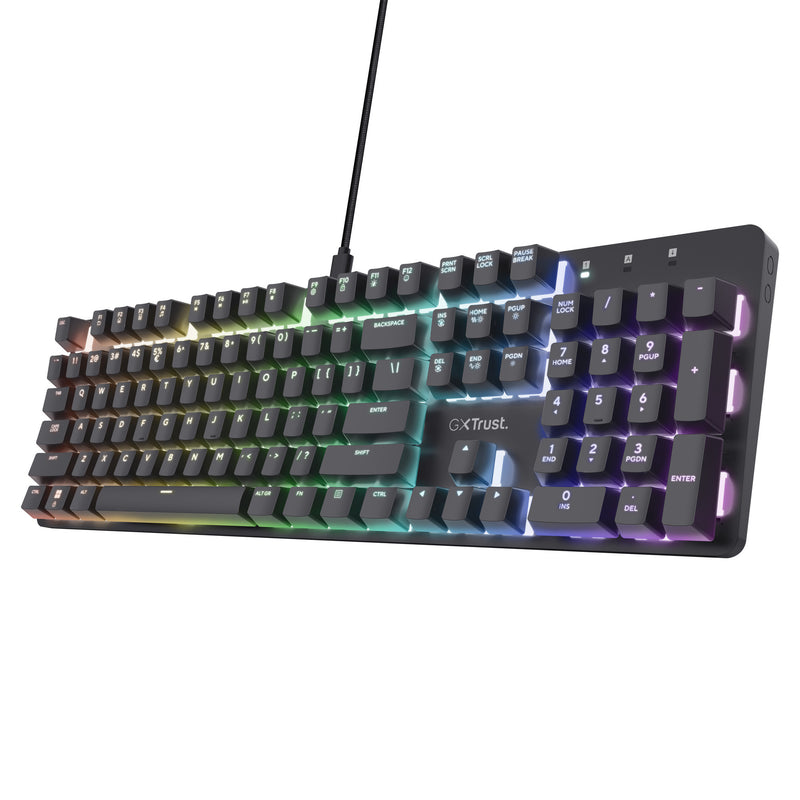 Afbeelding laden in galerijviewer, Trust gxt 871 zora mechanisch gaming toetsenbord (zwart, us lay-out (qwerty), huano red, 100%, rgb)
