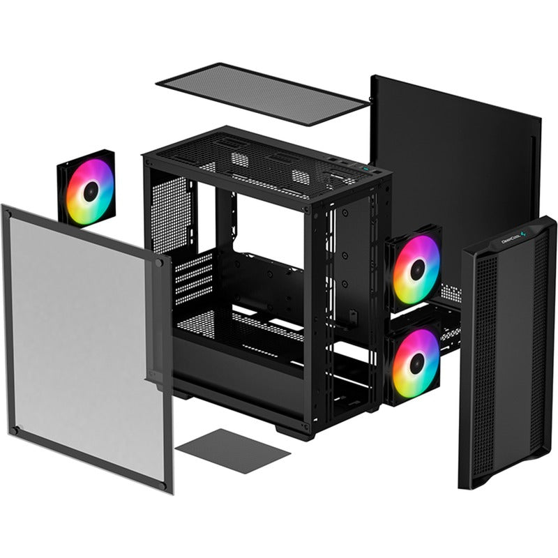 Afbeelding laden in galerijviewer, Deepcool cc360 argb mini tower behuizing (zwart | 2x usb-a | rgb | tempered glass)
