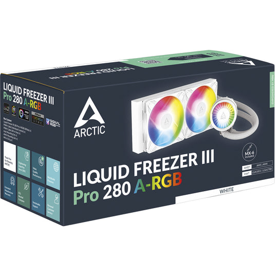 Arctic liquid freezer iii pro 280 a-rgb waterkoeling (wit, 4-pins pwm fan-connector)