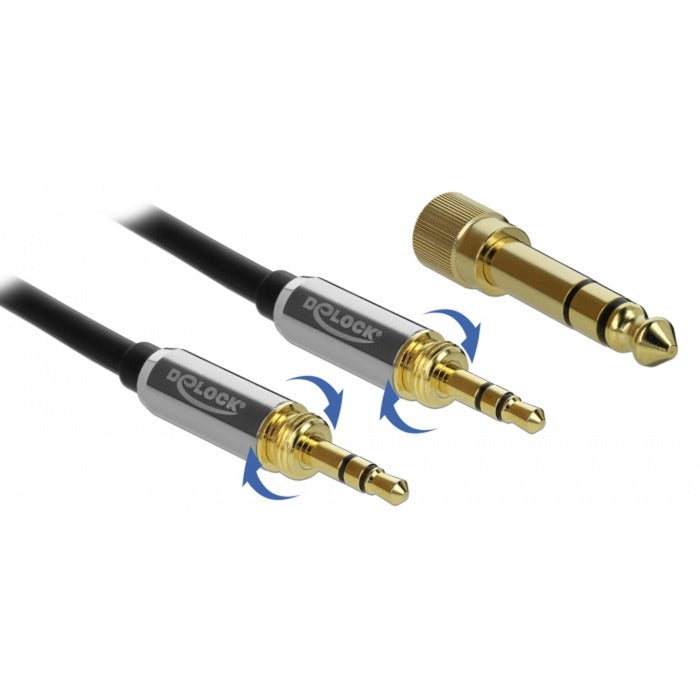 Afbeelding laden in galerijviewer, Delock stereokabel 3,5 mm 3 pin-stekker > 3,5 mm 3 pin-stekker (zwart, 5 meter)
