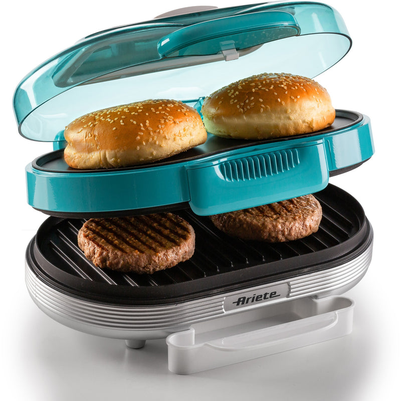 Afbeelding laden in galerijviewer, Ariete party time hamburger maker 0205 01 elektrische bakplaat (lichtblauw wit)
