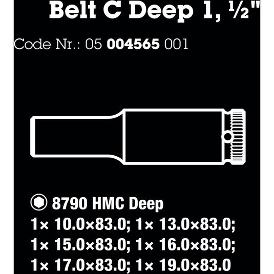 Wera belt c deep 1 doppenset, 1 2 dopsleutel (zwart, 6-delig)