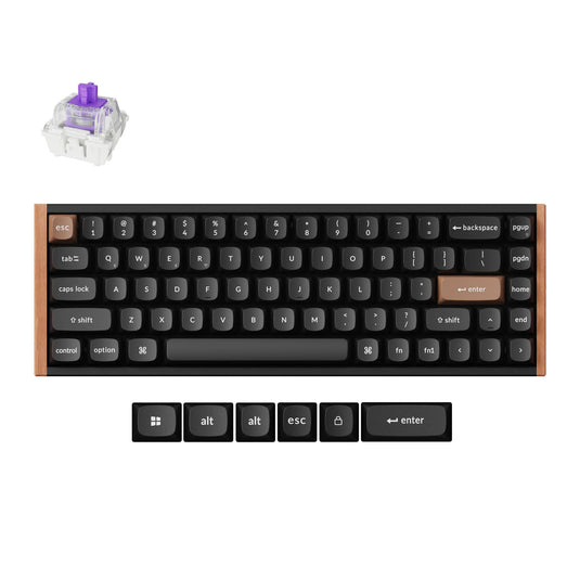 Keychron k6 he-f1 rgb mechanisch toetsenbord (zwart, us lay-out (qwerty), gateron double-rail magnetic nebula, 65%, rgb leds, osa double-shot pbt, hot swap, usb-c | 2.4 ghz | bluetooth 5.1)