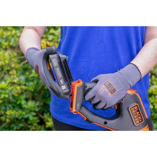 Black+decker 18v trimmer met 2 messen en accu grastrimmer (zwart oranje, 25 cm, accu inbegrepen)