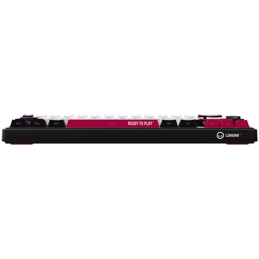 Lorgar kbp70mw rgb mechanisch gaming toetsenbord (zwart, us lay-out (qwerty), logar toxic purple, 65%, rgb, hot-swappable, pbt double-shot, bluetooth | 2.4ghz | usb)