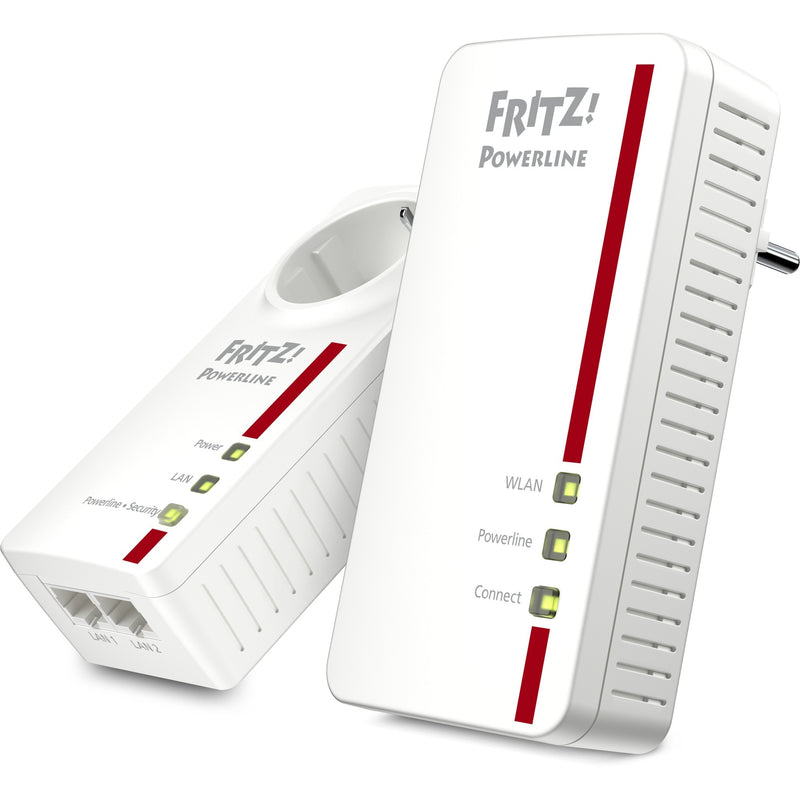 Afbeelding laden in galerijviewer, Fritz! powerline 1260e wlan set international powerline + wlan (wit, mesh wi-fi)

