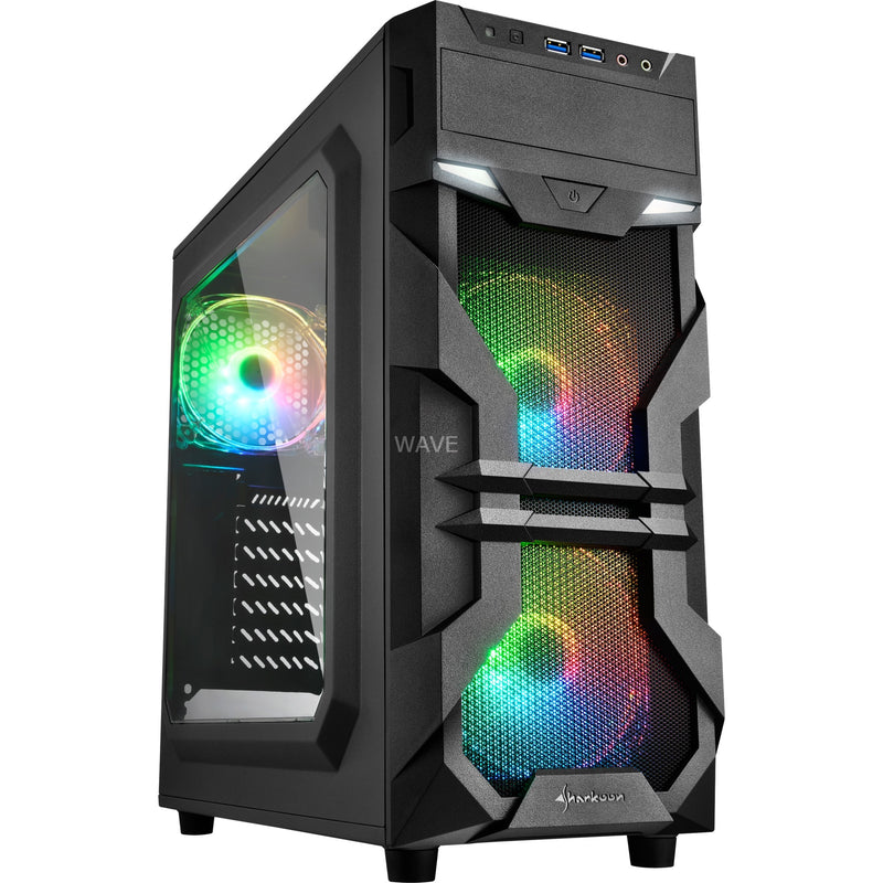 Afbeelding laden in galerijviewer, Sharkoon vg7-w rgb midi tower behuizing (zwart | 2x usb-a | rgb | window)
