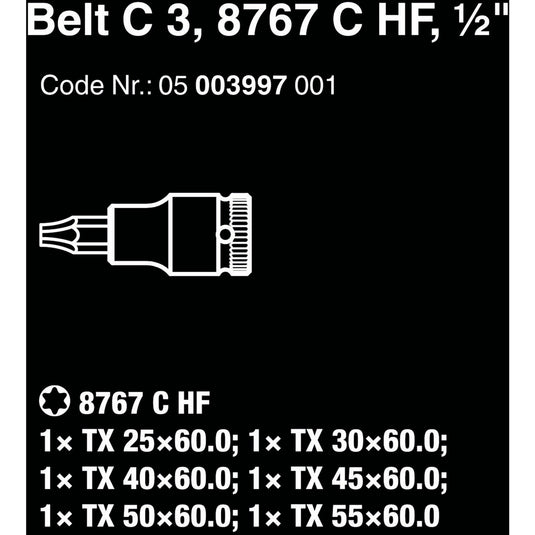 Wera belt c 3 zyklop doppenset, 1 2 dopsleutel (zwart, 6-delig, met vasthoudfunctie)