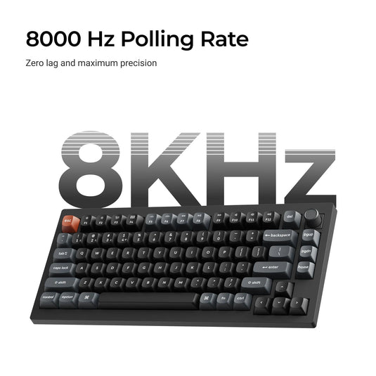 Keychron v1 ultra 8k wireless custom mechanical keyboard (zwart, us lay-out (qwerty), silk pom banana, 75%, rgb, hot swap, 2.4 ghz | bluetooth 5.3 | usb-c)