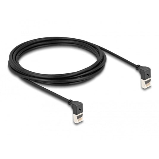 Delock rj45 network cable cat.6a s ftp slim 90° upwards upwards angled 3 m kabel (zwart)