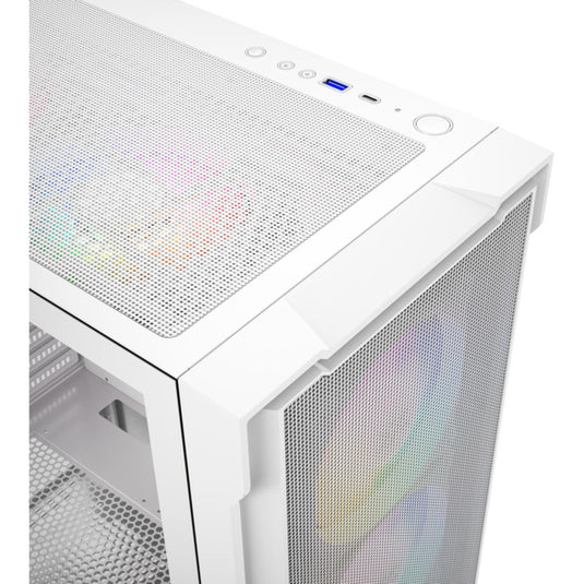 Xyz pc gear airone 300-x mesh midi tower behuizing (wit | 1x usb-a | 1x usb-c | tempered glass)