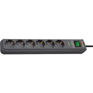 Brennenstuhl eco-line 6-voudige stekkerdoos met overspanningsbeveiliging (stekkerblok met hogere contactbescherming, schakelaar,5 m kabel) antraciet