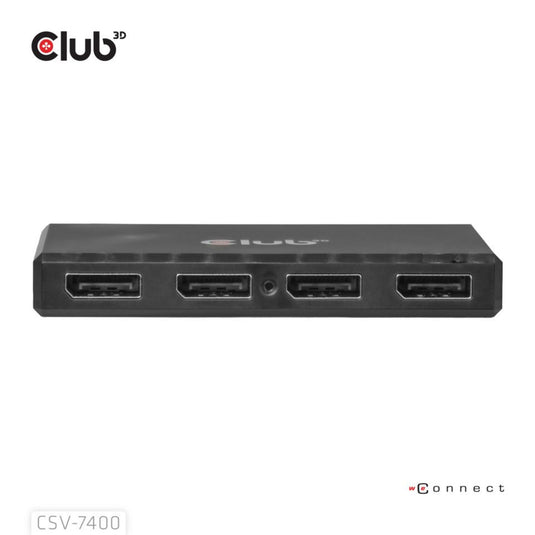 Club 3d displayport quad monitor hub mst 4x 4k30hz displayport splitter (zwart)
