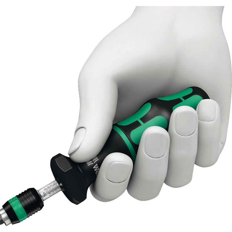 Afbeelding laden in galerijviewer, Wera serie 7400 kraftform instelbare momentschroevendraaier draaimomentsleutel (zwart groen, 0.3 tot 1.2 nm, met rapidaptor snelwisselhouder)
