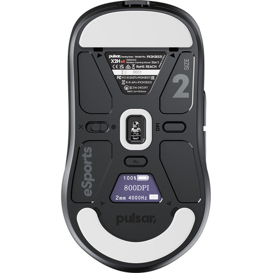 Pulsar x2h v3 es medium wireless gaming mouse (zwart, 32000 dpi, 8k)