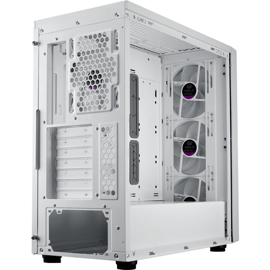 Cooler master masterbox 600 midi tower behuizing (wit | 2x usb-a | 1x usb-c | rgb | tempered glass)