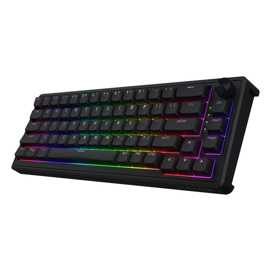 Hator skyfall wired rgb mechanisch gaming toetsenbord (zwart, us lay-out (qwerty), hator aurum sterling, 65%, rgb, double shot abs, hot-swap)