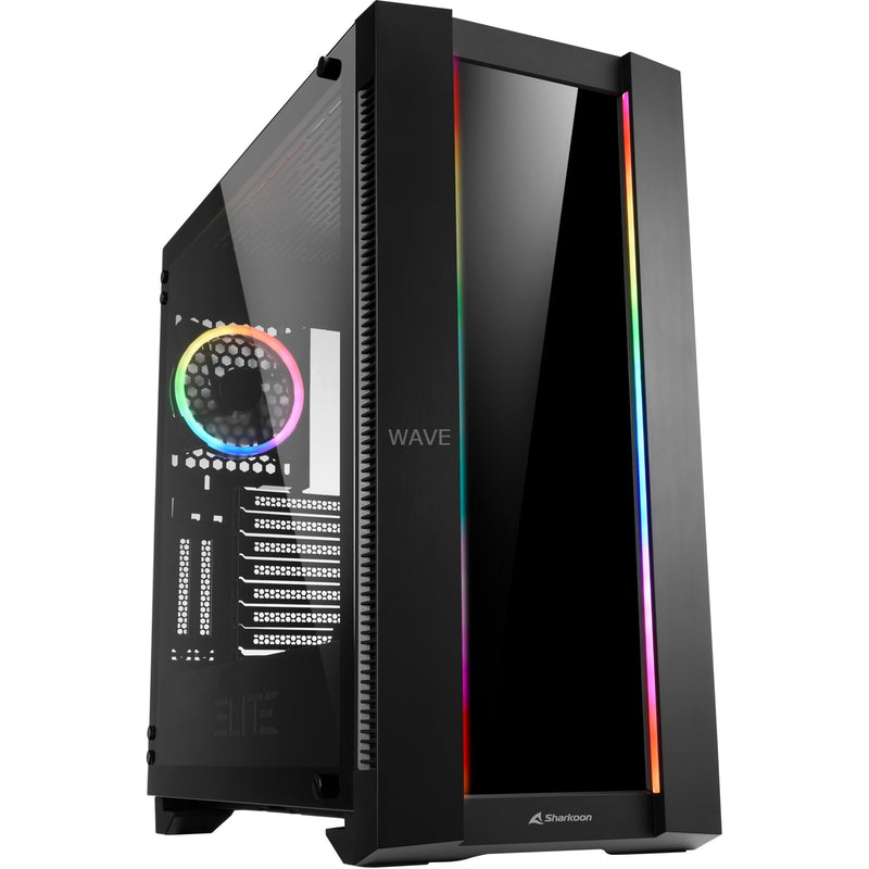 Afbeelding laden in galerijviewer, Sharkoon elite shark ca200g big tower behuizing (zwart | 4x usb-a | rgb | tempered glass)
