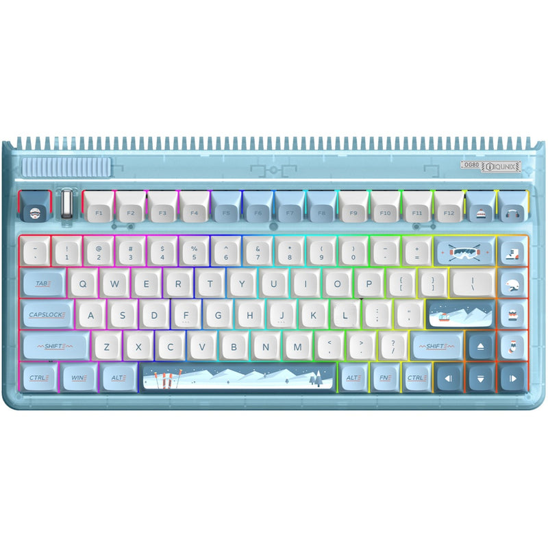 Afbeelding laden in galerijviewer, Iqunix og80 wintertide wireless mechanical keyboard (lichtblauw, us lay-out (qwerty), iqunix moonstone, 80% (tkl), rgb leds, hot-swappable, pbt, 2.4ghz | bluetooth 5.1 | usb-c)
