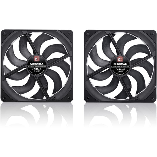 Noctua nf-a14x25 g2 pwm sx2-pp chromax.black case fans (zwart, 2 stuks, 140 x 140 x 25 mm)