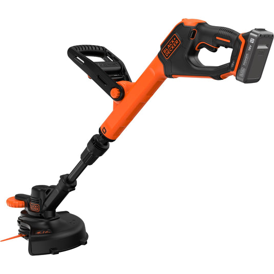 Black+decker 18v trimmer met 2 messen en accu grastrimmer (zwart oranje, 25 cm, accu inbegrepen)