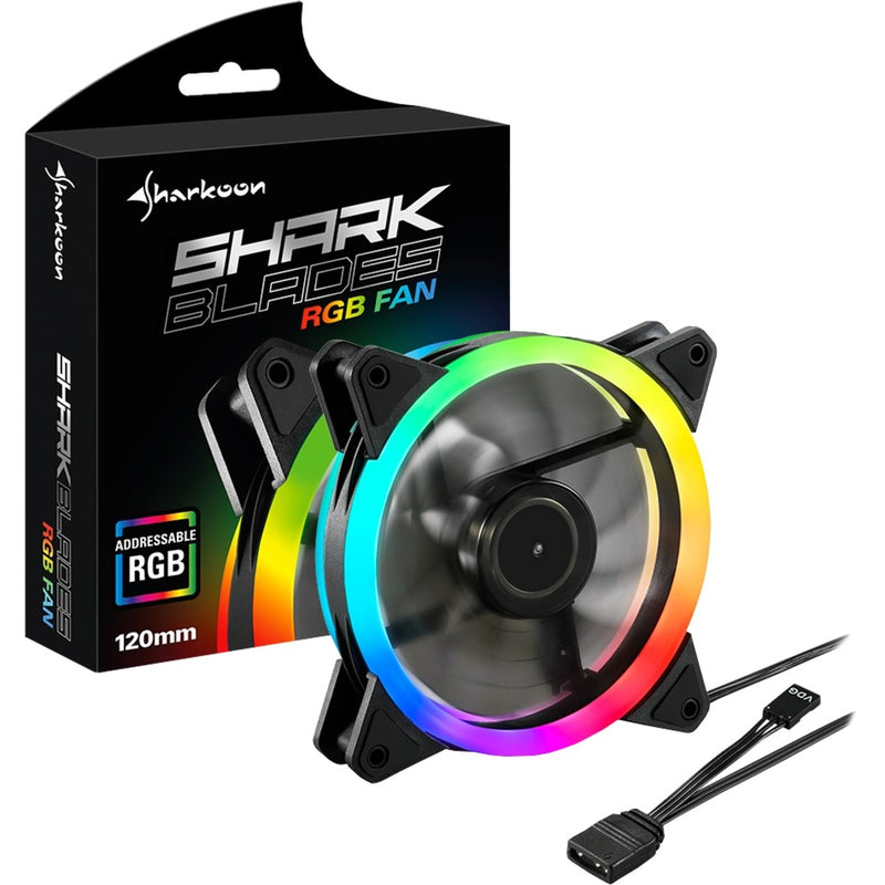 Afbeelding laden in galerijviewer, Sharkoon shark blades rgb case fan (zwart, 120 x 120 x 25 mm)
