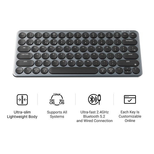 Keychron b3 pro-k8 toetsenbord (wit, us lay-out (qwerty), scissor switches, 75%, abs keycaps, 2.4 ghz | bluetooth | usb)