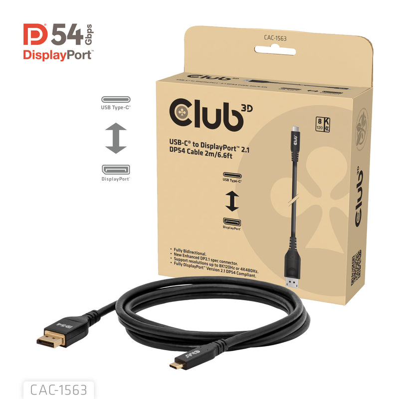 Afbeelding laden in galerijviewer, Club 3d usb-c naar displayport 2.1 kabel (zwart, 2 meter)
