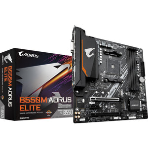 Gigabyte b550m aorus elite socket am4 moederbord (zwart grijs, raid, gb-lan, sound, µatx)
