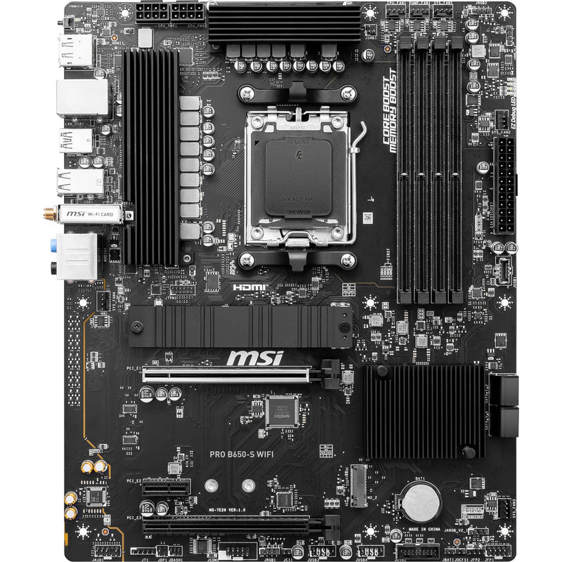 Afbeelding laden in galerijviewer, Msi pro b650-s wifi socket am5 moederbord (zwart, raid, 2.5 gbe-lan, wi-fi 6e, bt, sound, atx)
